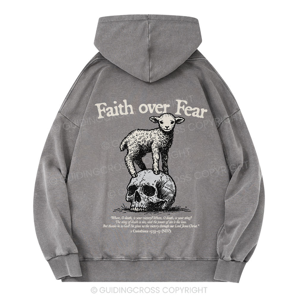 Faith Over Fear Lamb Christian Washed Christian Washed Hoodie 
