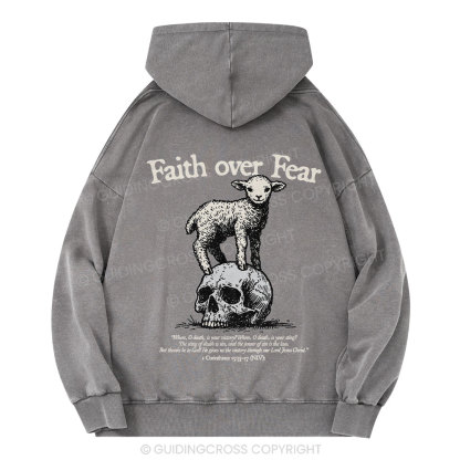 Faith Over Fear Lamb Christian Washed Christian Washed Hoodie 