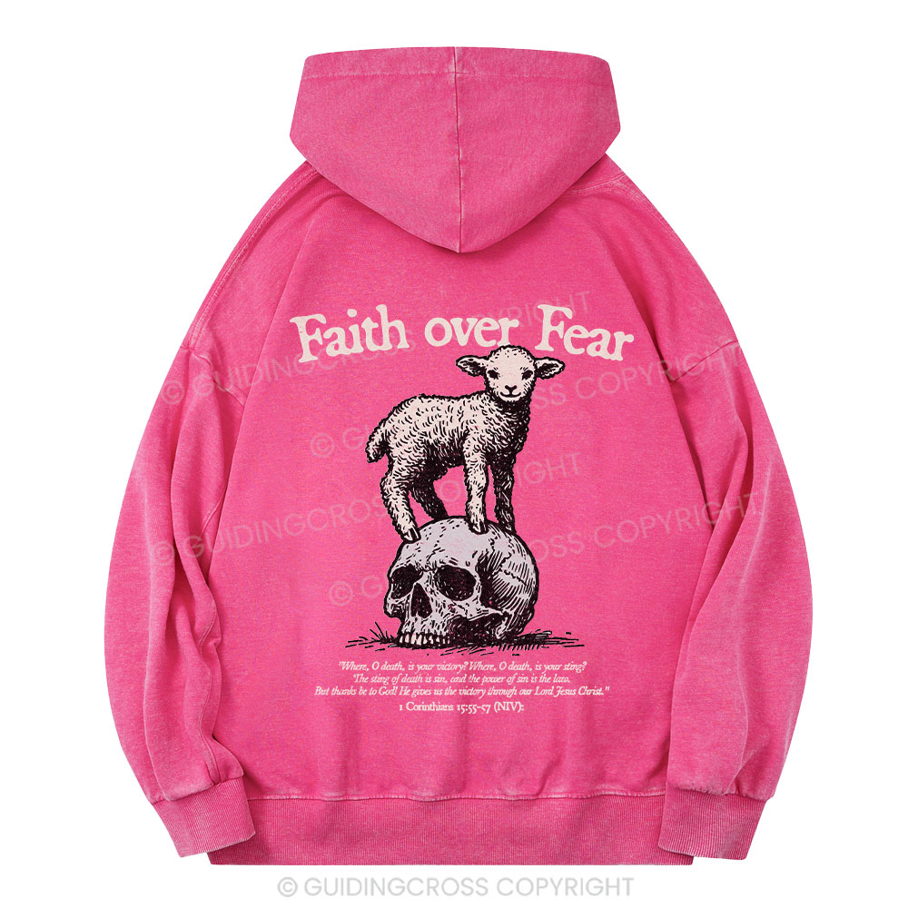 Faith Over Fear Lamb Christian Washed Christian Washed Hoodie 