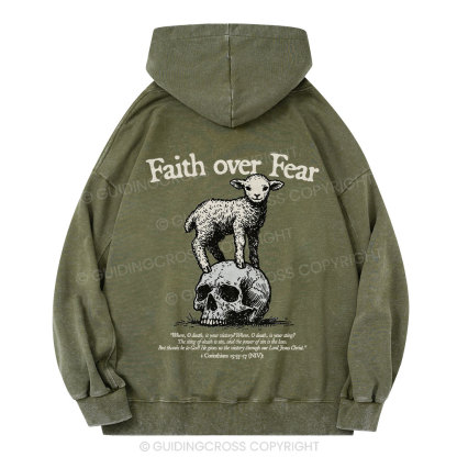 Faith Over Fear Lamb Christian Washed Christian Washed Hoodie 