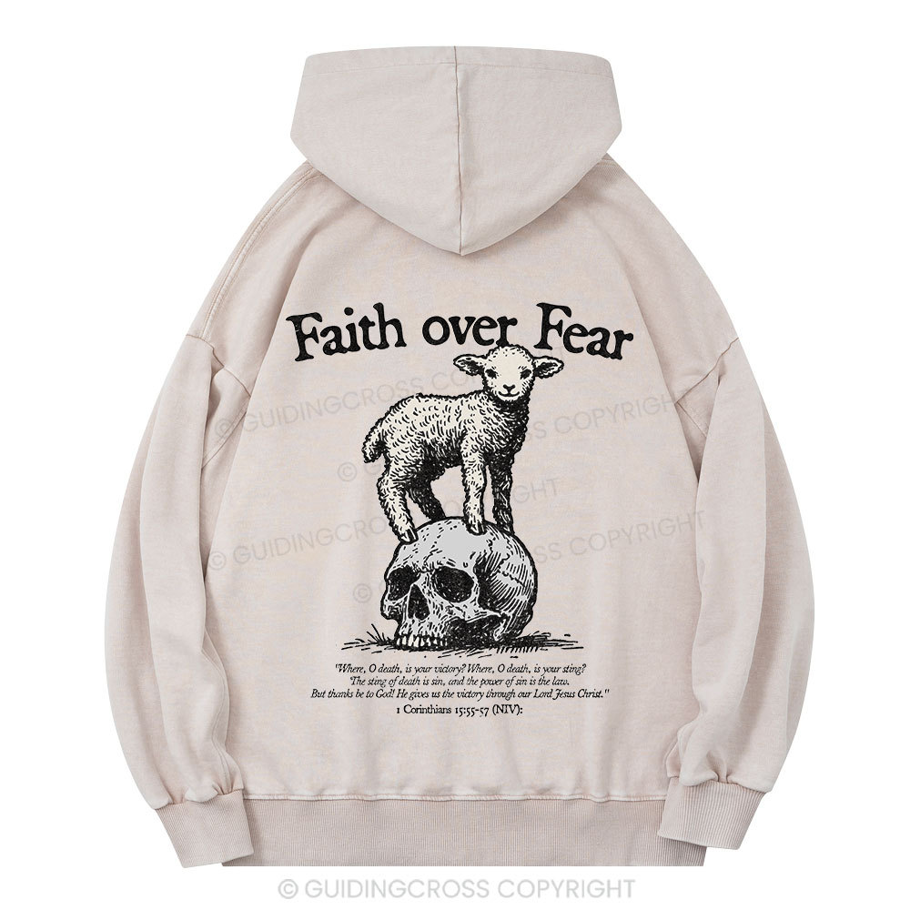 Faith Over Fear Lamb Christian Washed Christian Washed Hoodie 