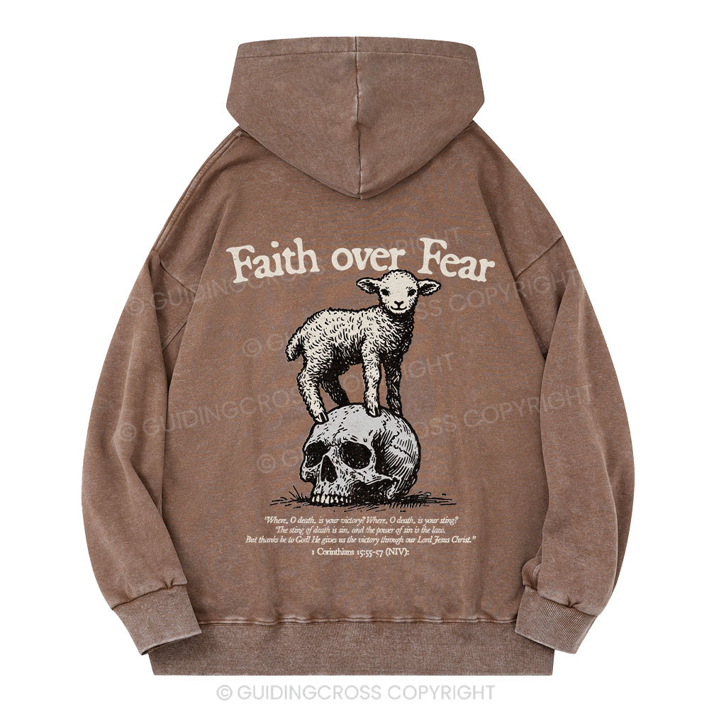 Faith Over Fear Lamb Christian Washed Christian Washed Hoodie 