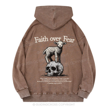 Faith Over Fear Lamb Christian Washed Christian Washed Hoodie 
