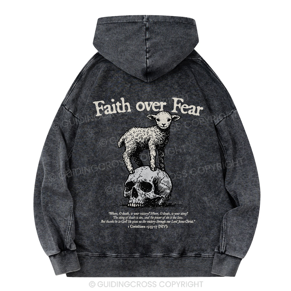 Faith Over Fear Lamb Christian Washed Christian Washed Hoodie 
