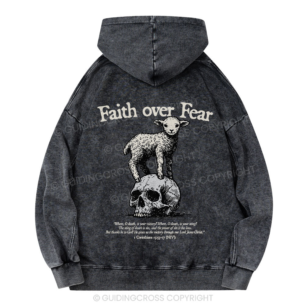 Faith Over Fear Lamb Christian Washed Christian Washed Hoodie 