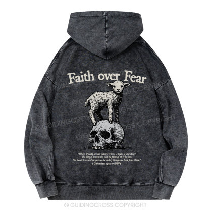 Faith Over Fear Lamb Christian Washed Christian Washed Hoodie 