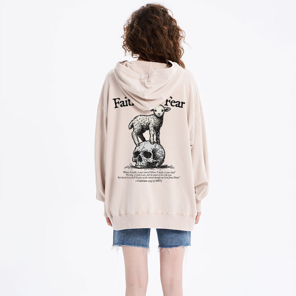 Faith Over Fear Lamb Christian Washed Christian Washed Hoodie 