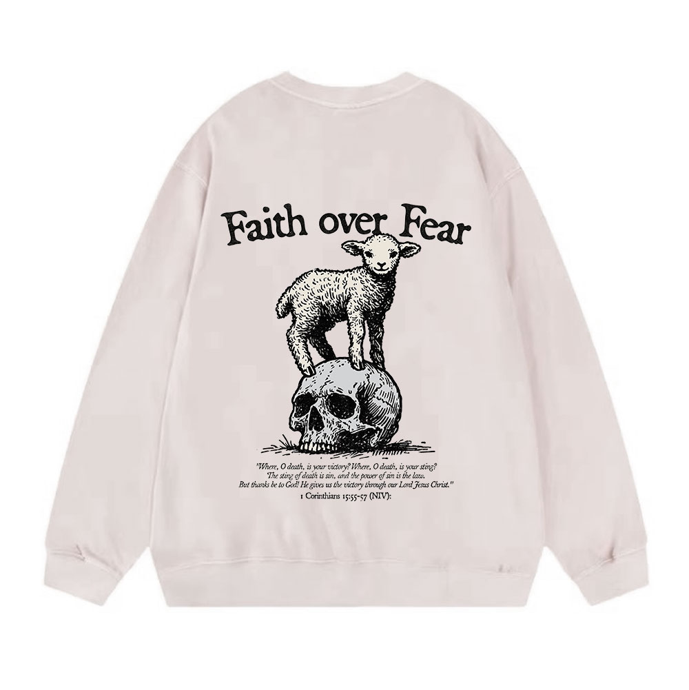Faith Over Fear Lamb Christian Washed Sweatshirt