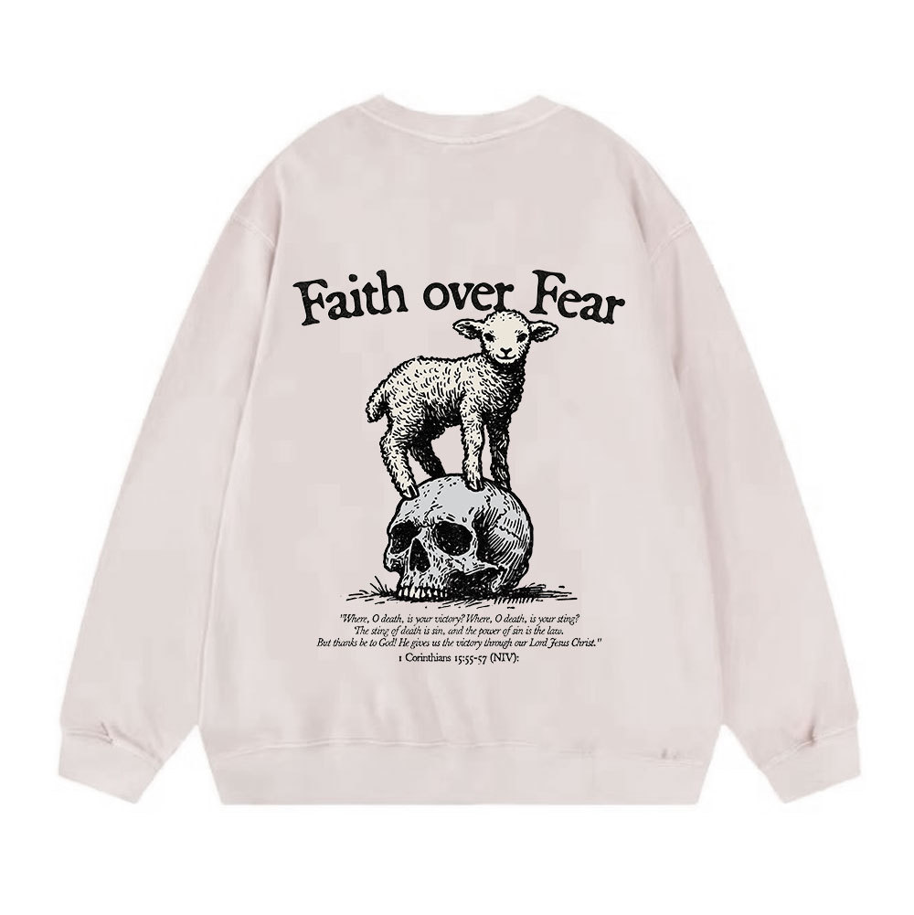 Faith Over Fear Lamb Christian Washed Sweatshirt