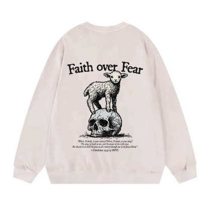 Faith Over Fear Lamb Christian Washed Sweatshirt