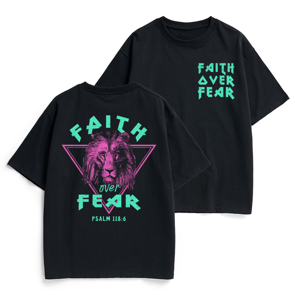 Faith Over Fear Lion Christian Heavy Cotton T-Shirt