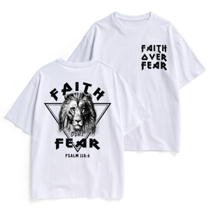Faith Over Fear Lion Christian Heavy Cotton T-Shirt