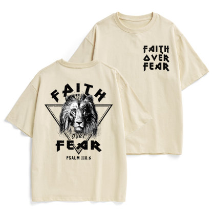 Faith Over Fear Lion Christian Heavy Cotton T-Shirt