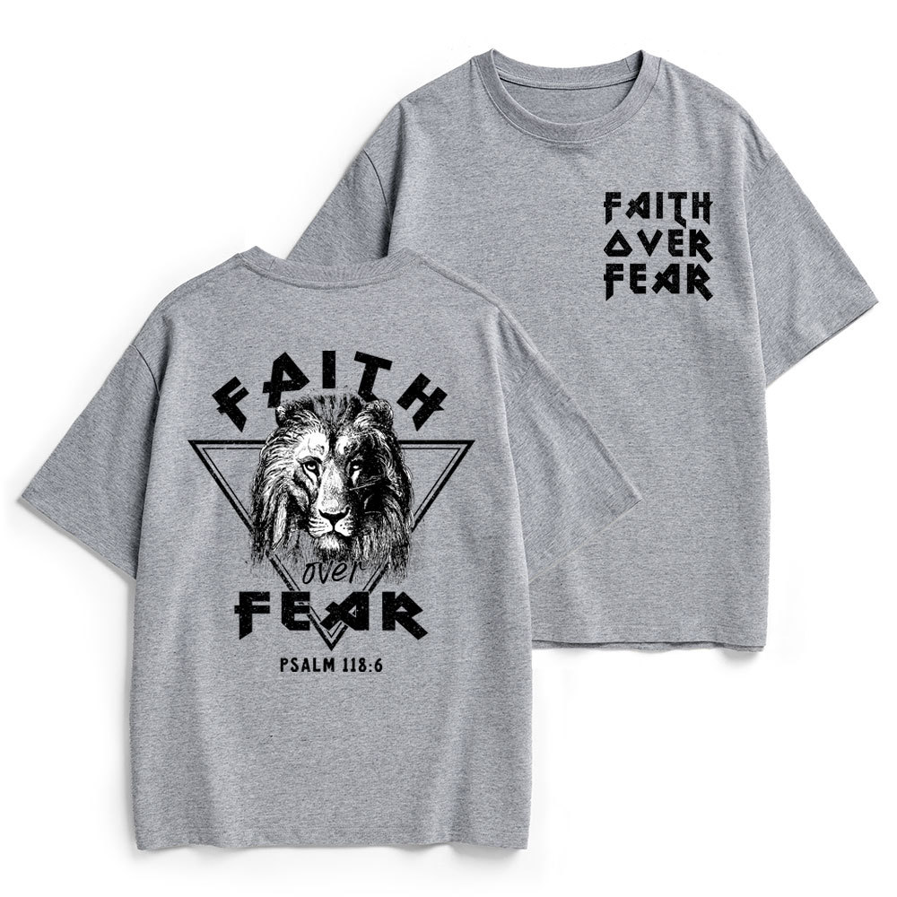 Faith Over Fear Lion Christian Heavy Cotton T-Shirt