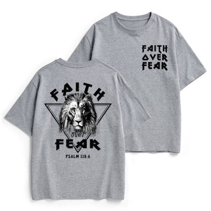 Faith Over Fear Lion Christian Heavy Cotton T-Shirt