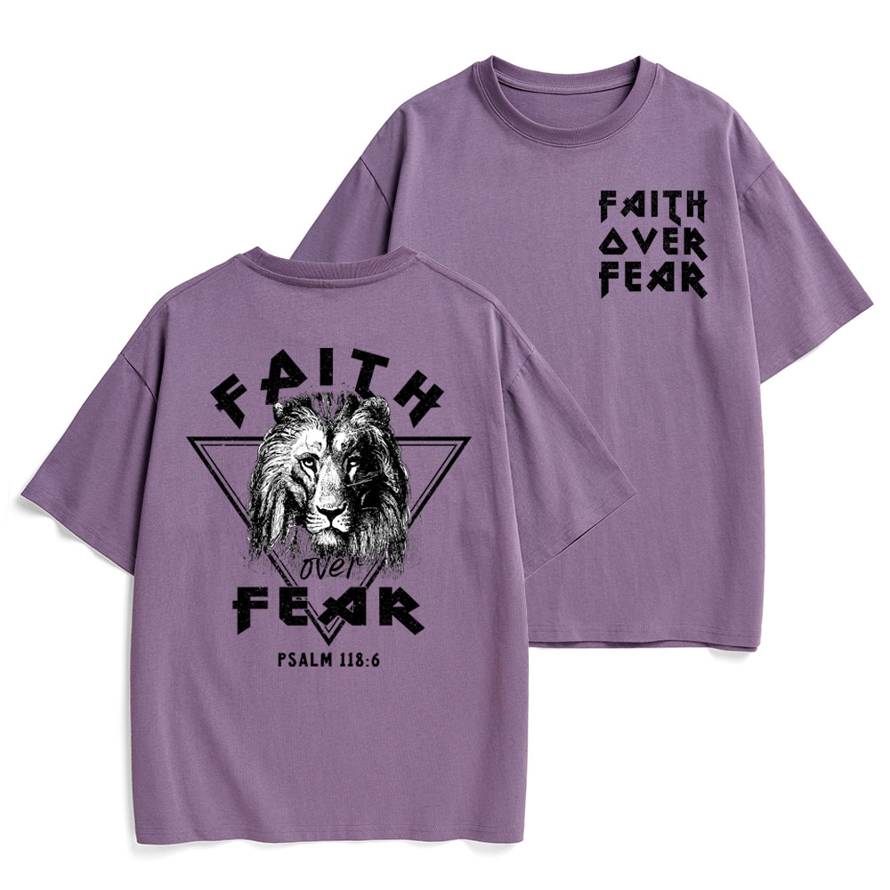 Faith Over Fear Lion Christian Heavy Cotton T-Shirt