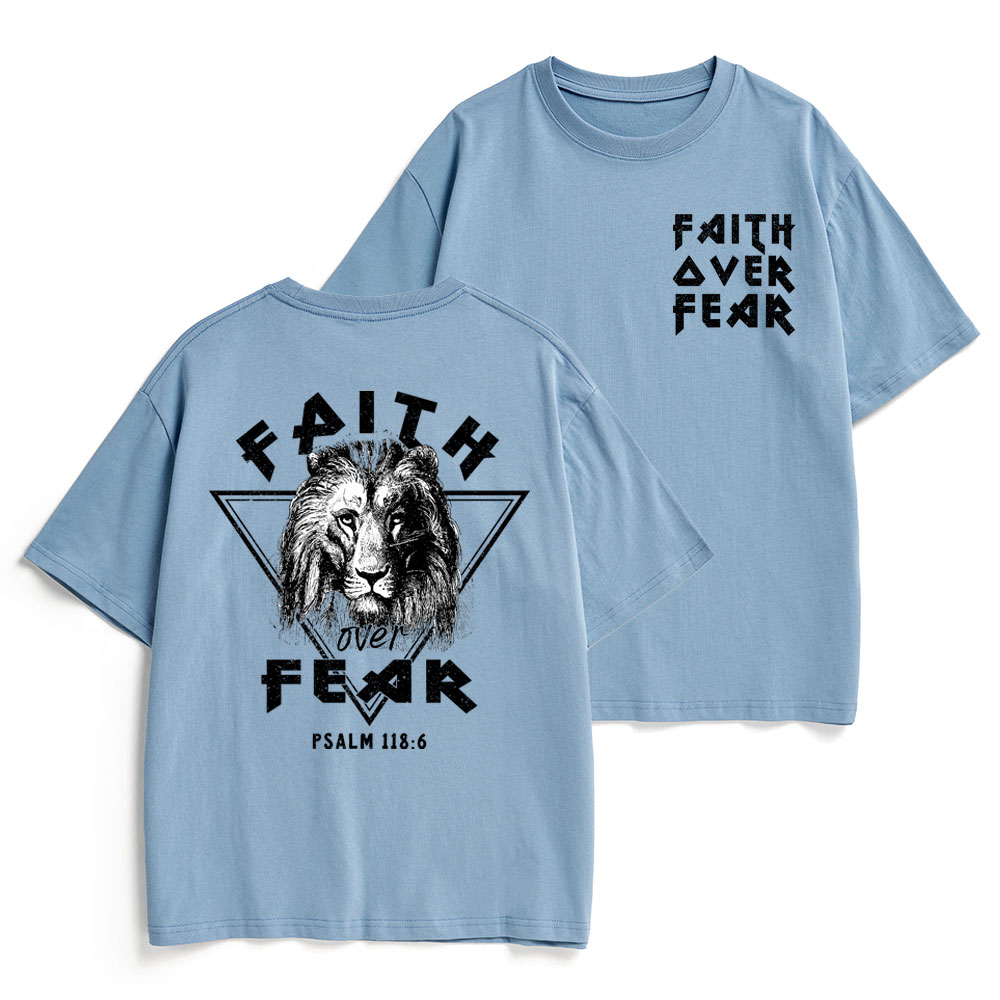 Faith Over Fear Lion Christian Heavy Cotton T-Shirt