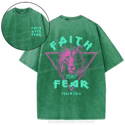 Faith Over Fear Lion Christian Washed T-Shirt