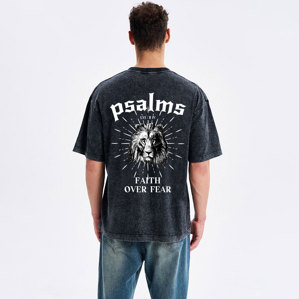 Faith Over Fear Lion Christian Washed T-Shirt