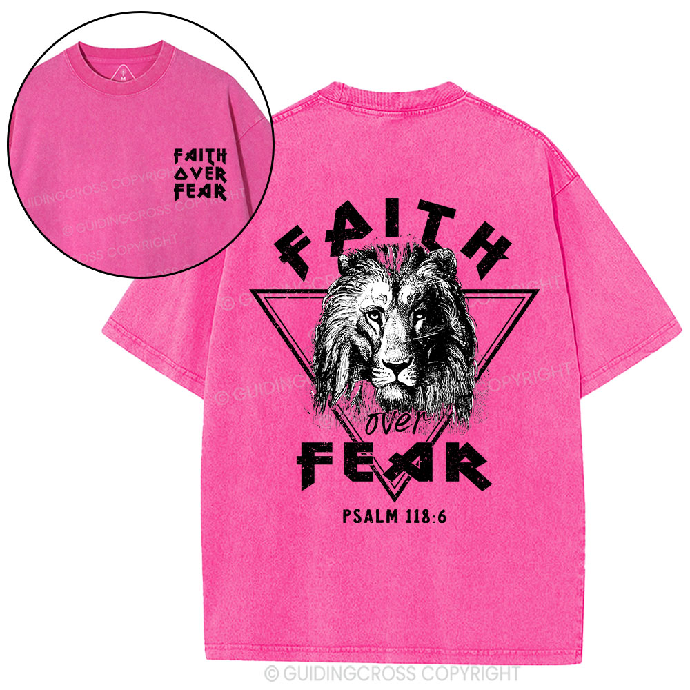 Faith Over Fear Lion Christian Washed T-Shirt