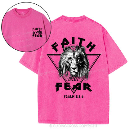 Faith Over Fear Lion Christian Washed T-Shirt