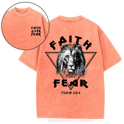Faith Over Fear Lion Christian Washed T-Shirt