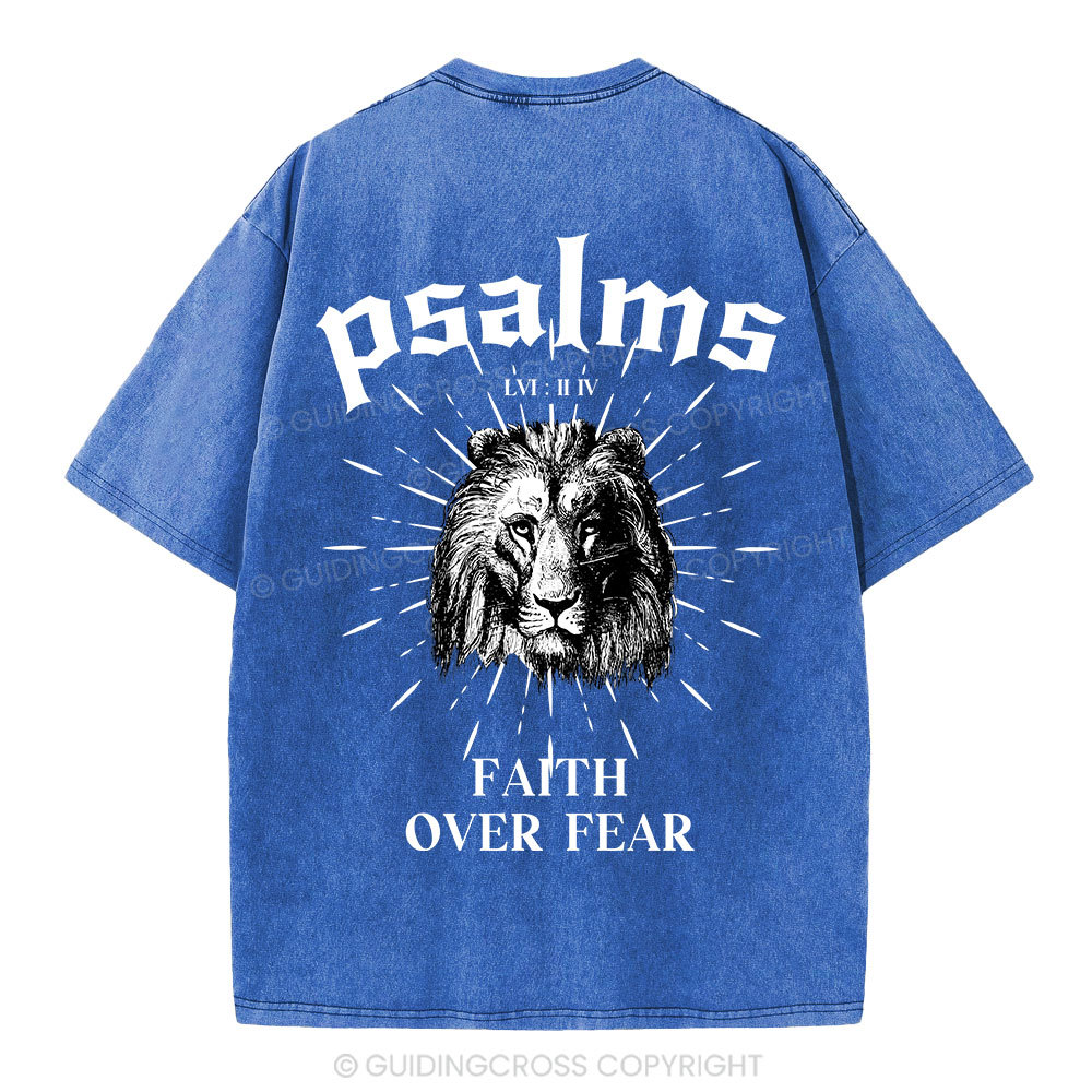 Faith Over Fear Lion Christian Washed T-Shirt
