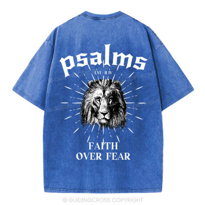 Faith Over Fear Lion Christian Washed T-Shirt