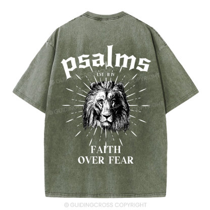 Faith Over Fear Lion Christian Washed T-Shirt