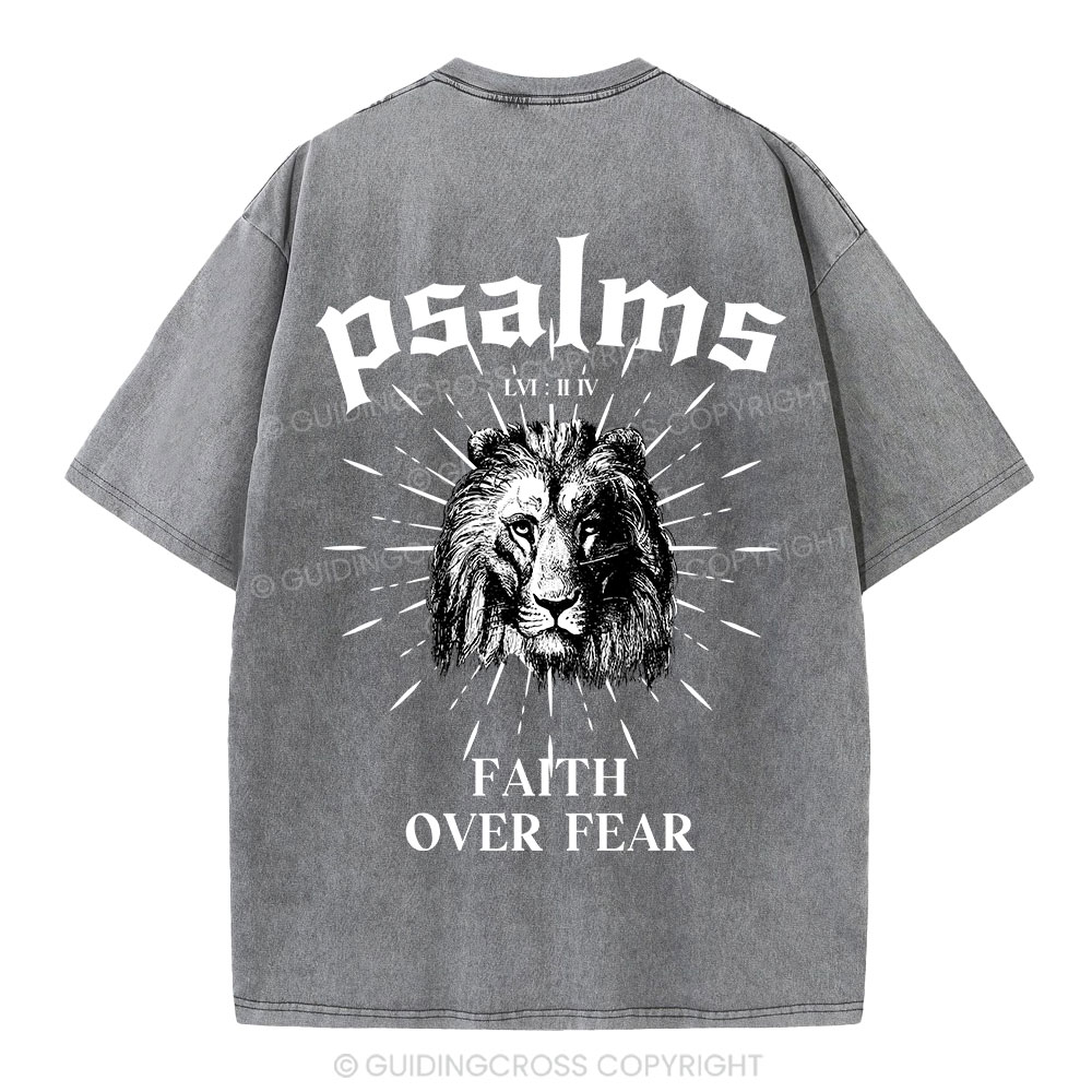 Faith Over Fear Lion Christian Washed T-Shirt