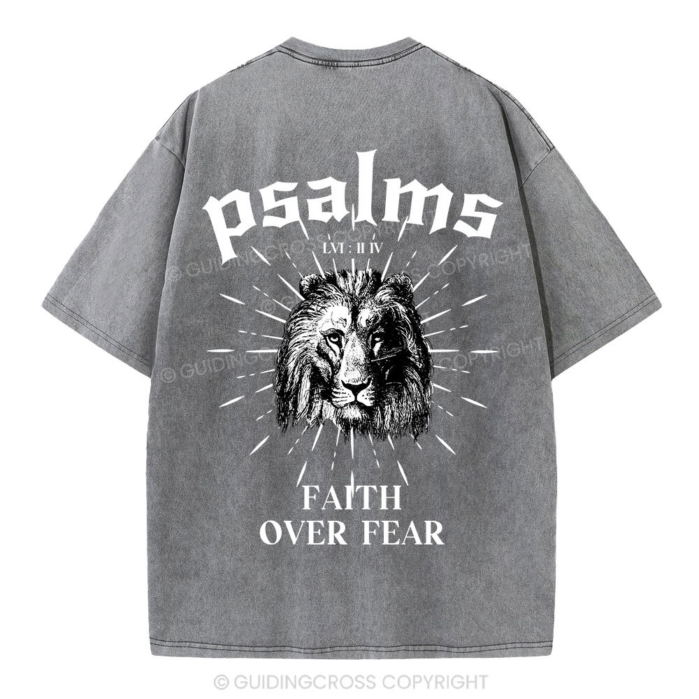 Faith Over Fear Lion Christian Washed T-Shirt