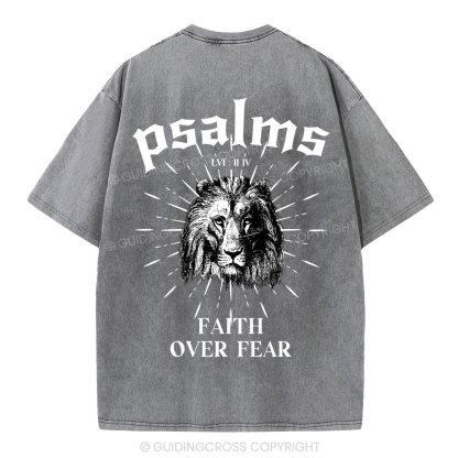 Faith Over Fear Lion Christian Washed T-Shirt