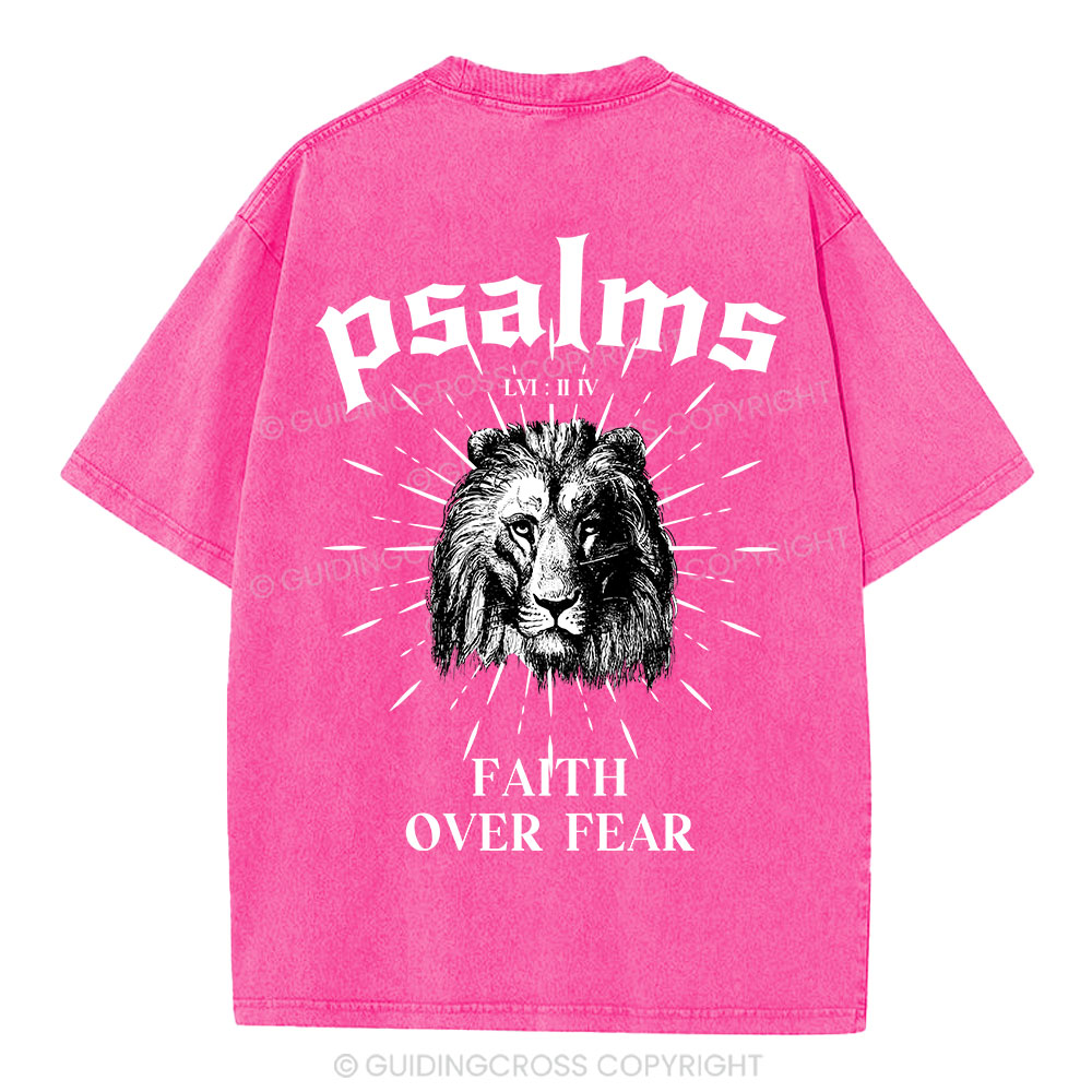 Faith Over Fear Lion Christian Washed T-Shirt