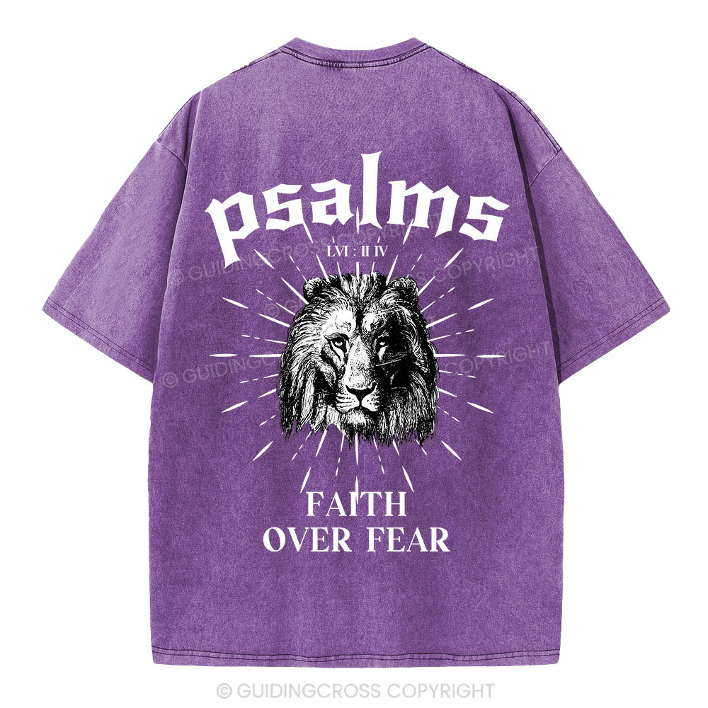 Faith Over Fear Lion Christian Washed T-Shirt