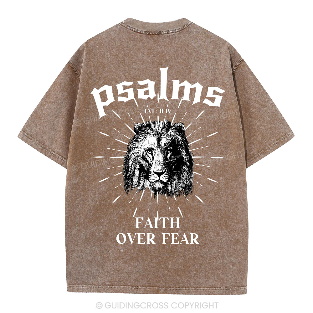 Faith Over Fear Lion Christian Washed T-Shirt