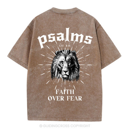 Faith Over Fear Lion Christian Washed T-Shirt