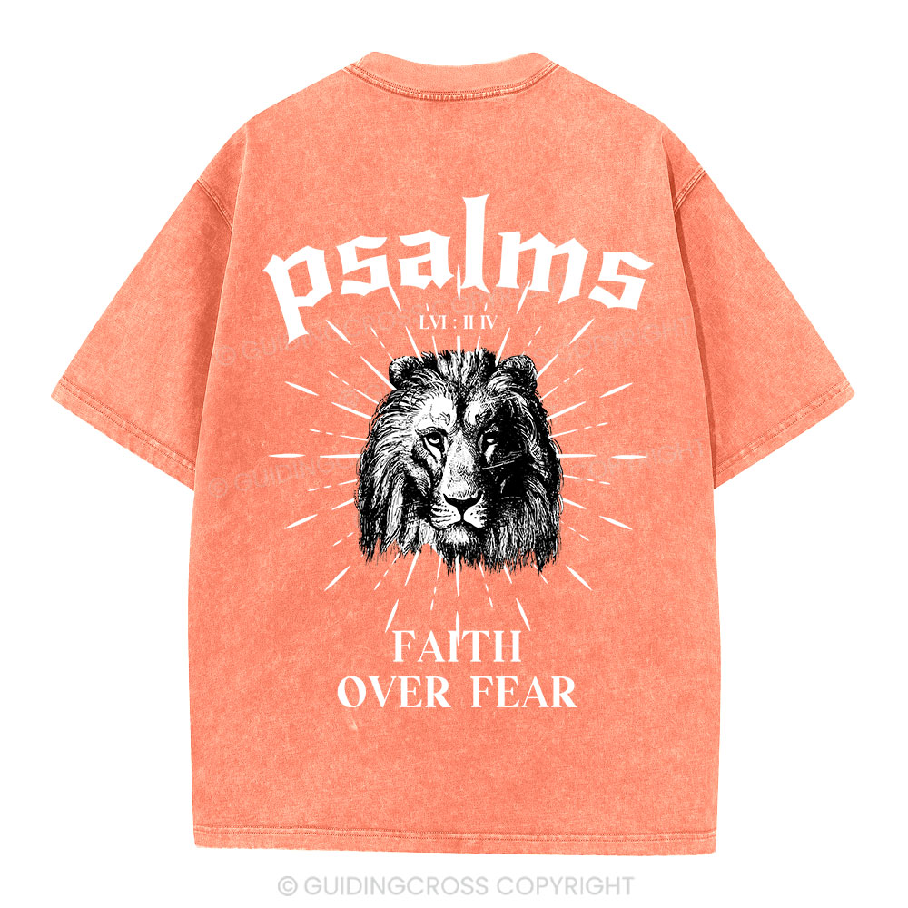 Faith Over Fear Lion Christian Washed T-Shirt
