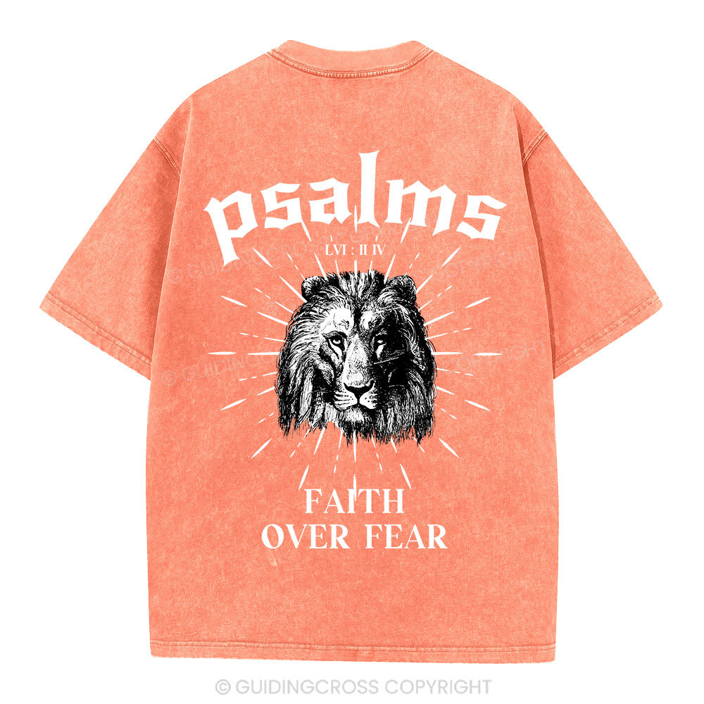 Faith Over Fear Lion Christian Washed T-Shirt