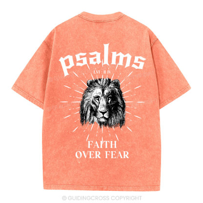 Faith Over Fear Lion Christian Washed T-Shirt