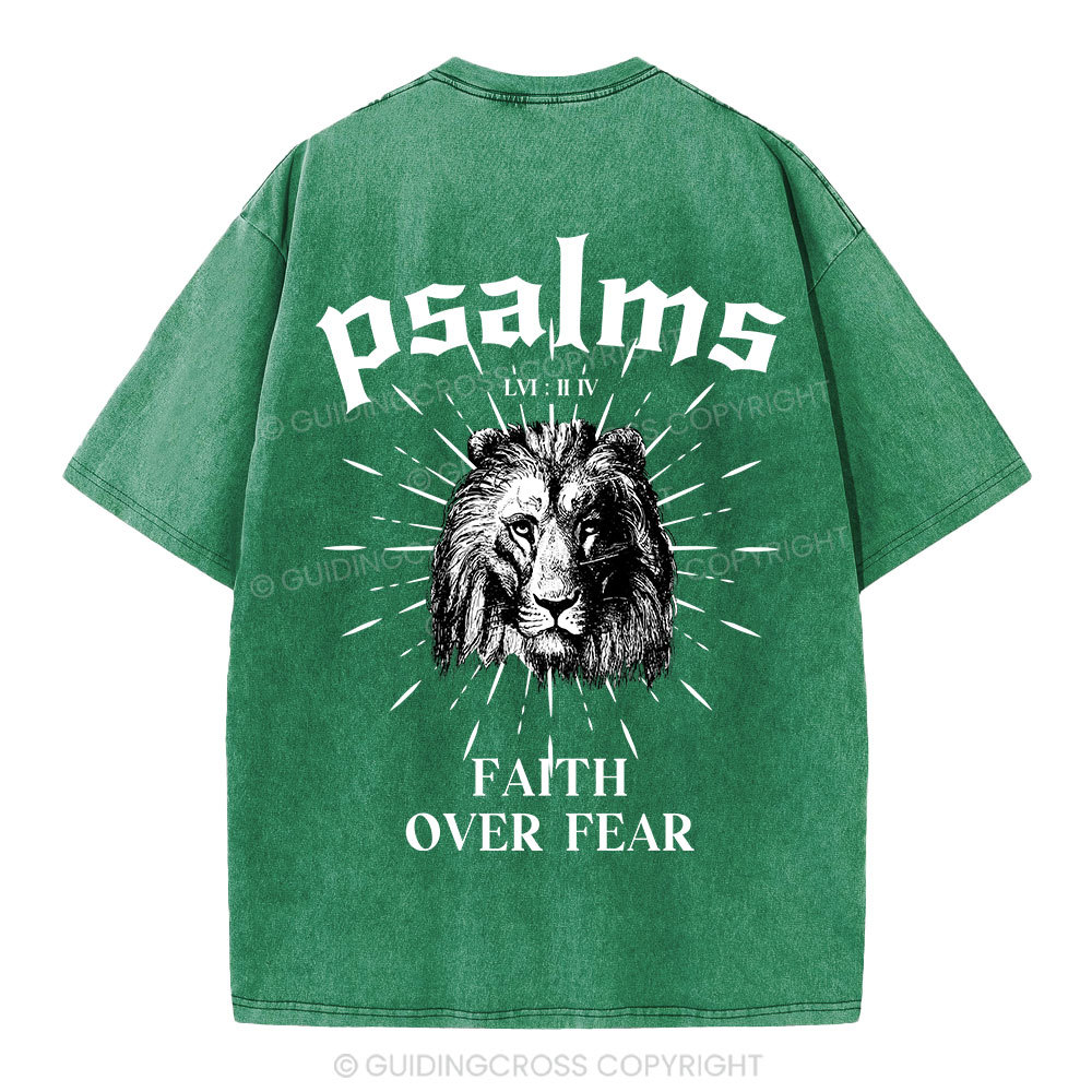 Faith Over Fear Lion Christian Washed T-Shirt