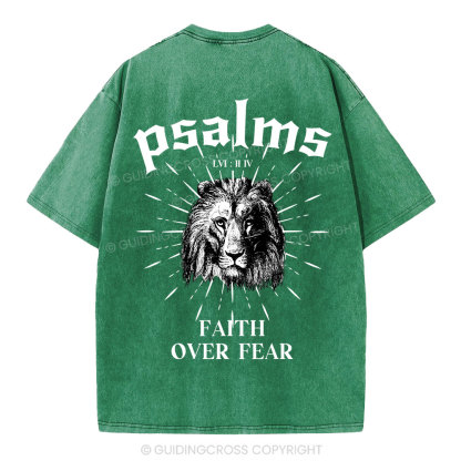 Faith Over Fear Lion Christian Washed T-Shirt