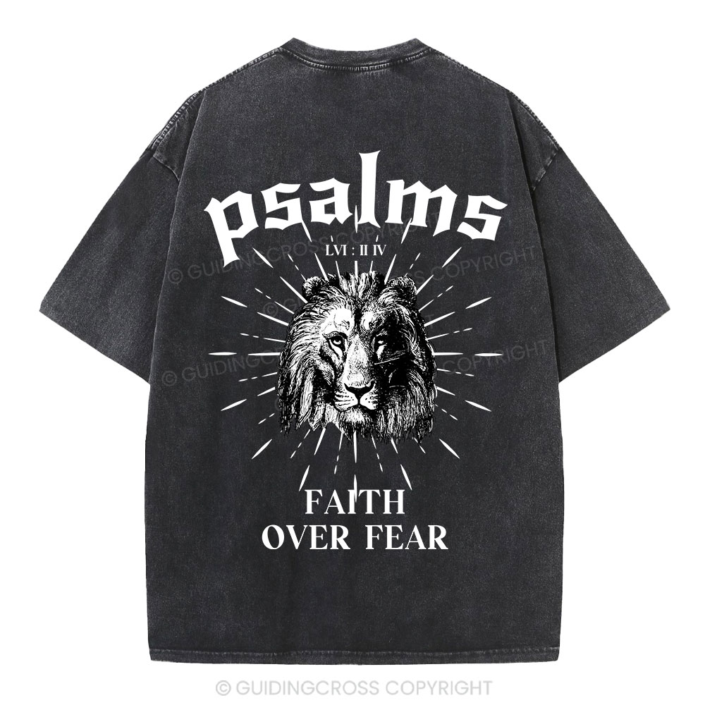 Faith Over Fear Lion Christian Washed T-Shirt