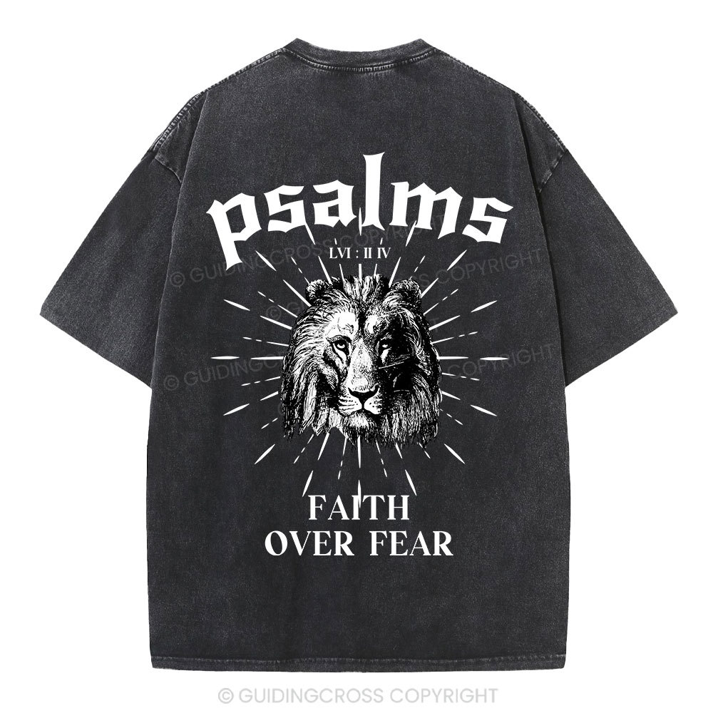 Faith Over Fear Lion Christian Washed T-Shirt