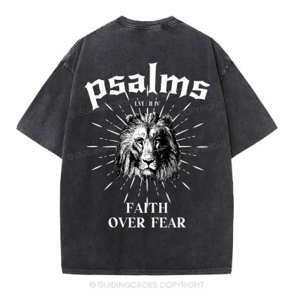 Faith Over Fear Lion Christian Washed T-Shirt