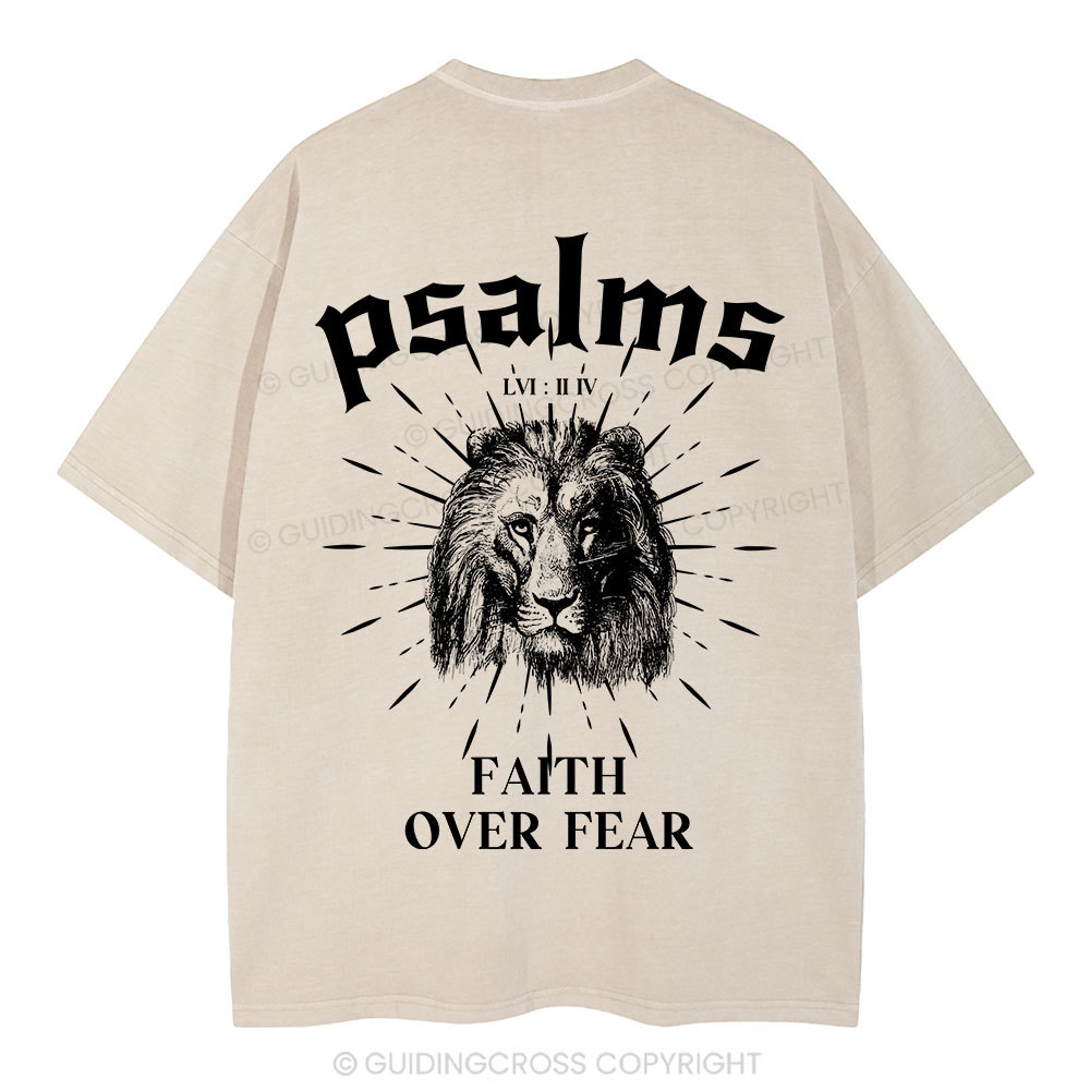 Faith Over Fear Lion Christian Washed T-Shirt