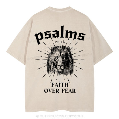 Faith Over Fear Lion Christian Washed T-Shirt