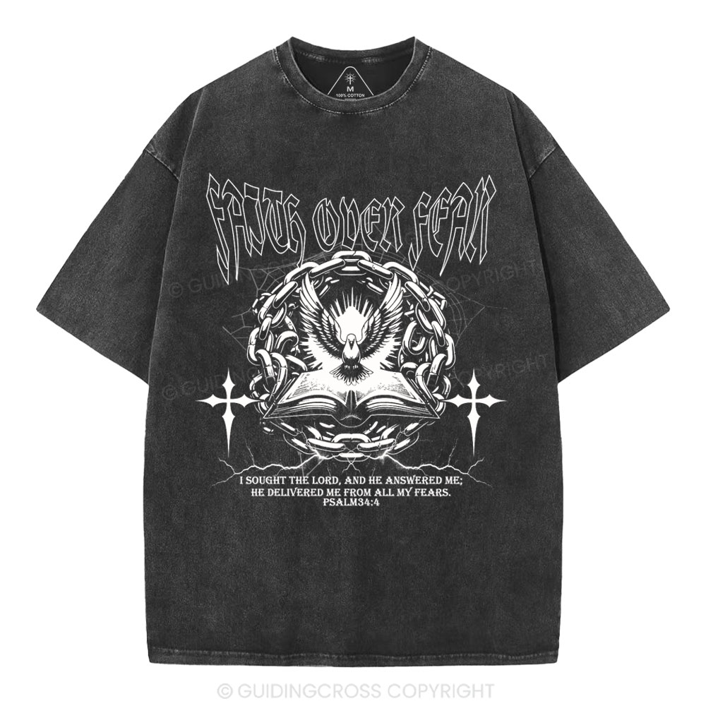 Faith Over Fear New Christian Washed T-Shirt