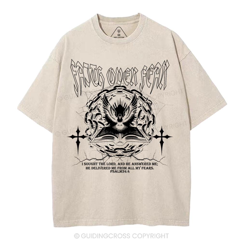 Faith Over Fear New Christian Washed T-Shirt