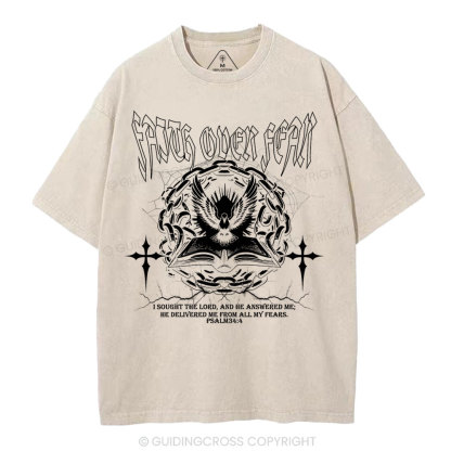Faith Over Fear New Christian Washed T-Shirt