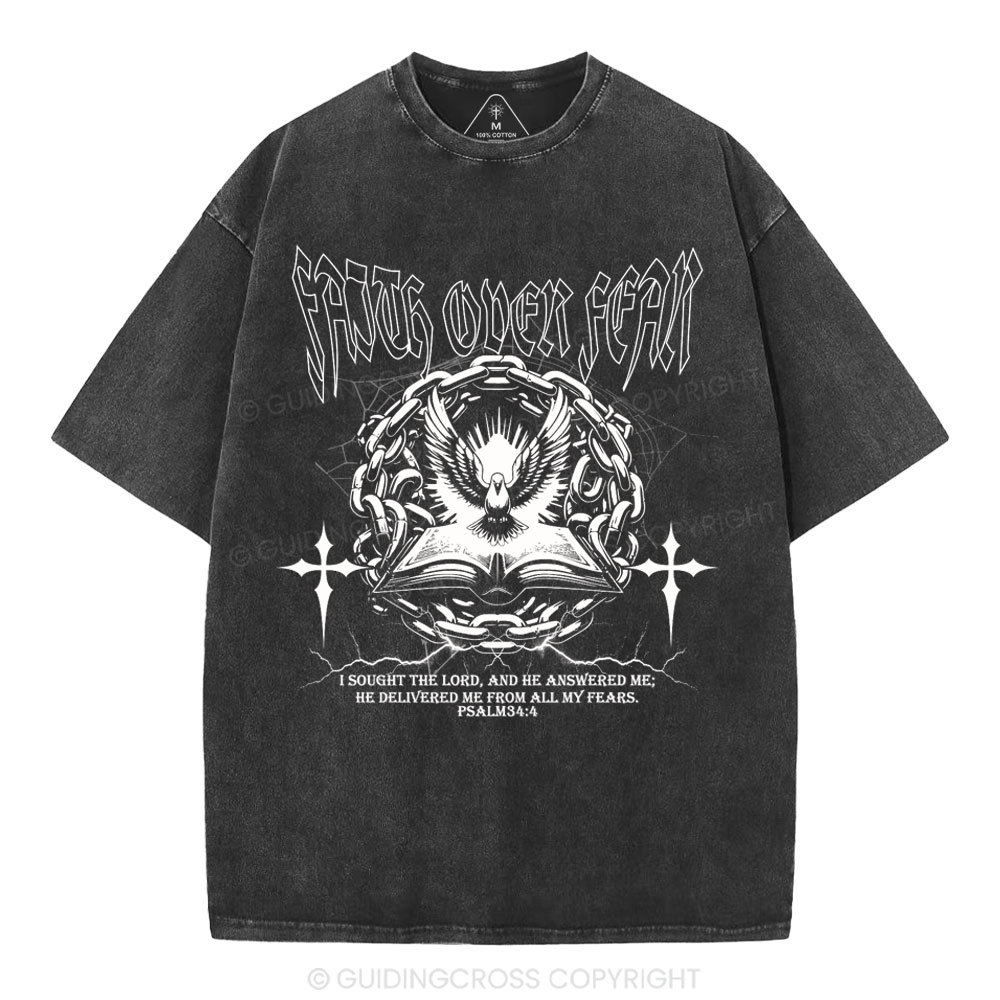 Faith Over Fear New Christian Washed T-Shirt